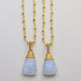 Moonstone Wire wrapped Necklace - Gold