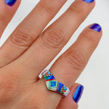 V Mosaic Inlay Ring