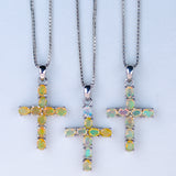 Ethiopian Opal Cross Necklace