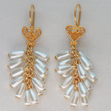 short pearl love dangle earrings 14k gold plated 925 sterling silver