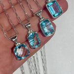 Blue Topaz .925 sterling silver necklace Italian adjustable chain tarnish free waterproof nickel free