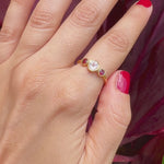 Natural Rose Quartz Garnet 14k Gold plated .925 sterling silver ring nickel free