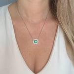 cubic zirconia baguettes solid 925 sterling silver charm necklace