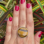 Natural Tigers eye ring .925 sterling silver adjustable waterproof