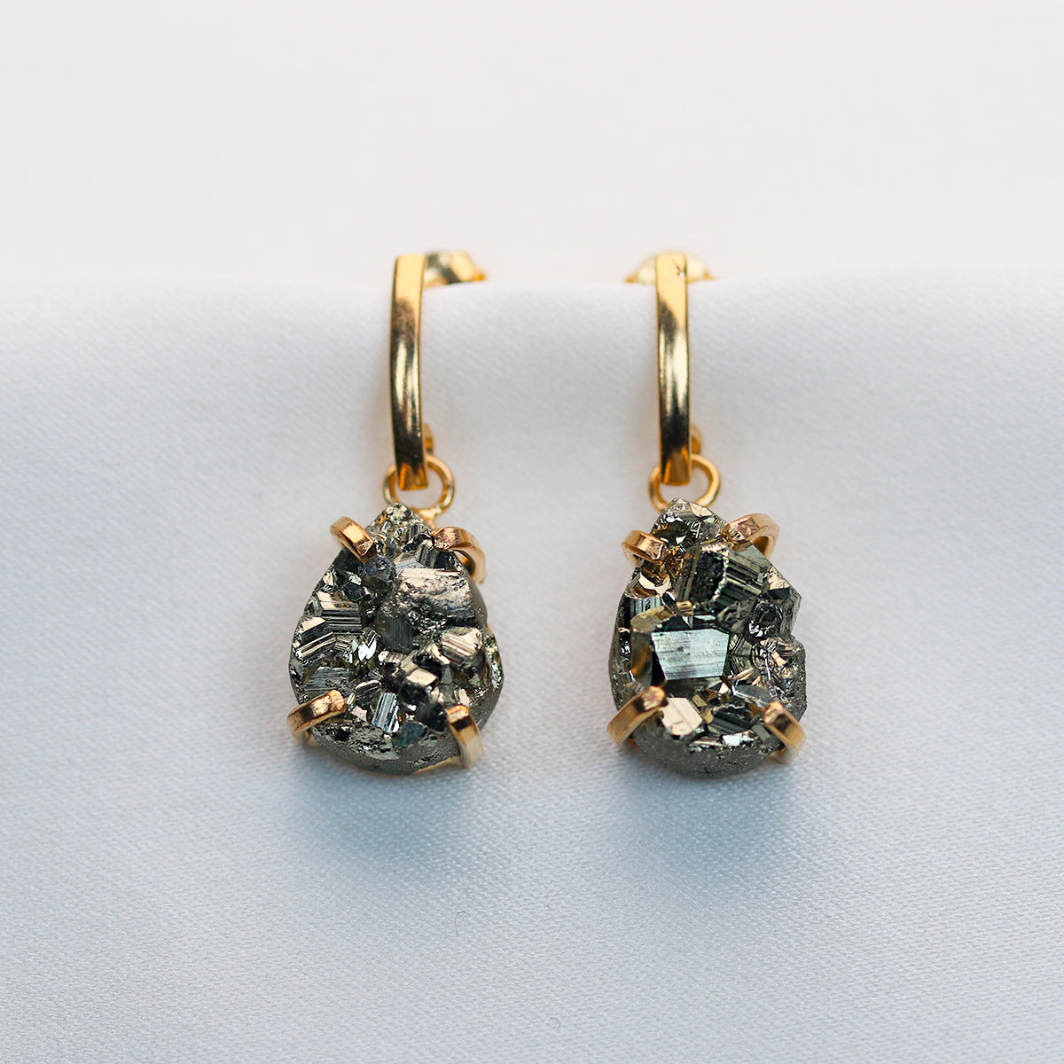 Rose outlet Cut Pyrite & Gold Earrings