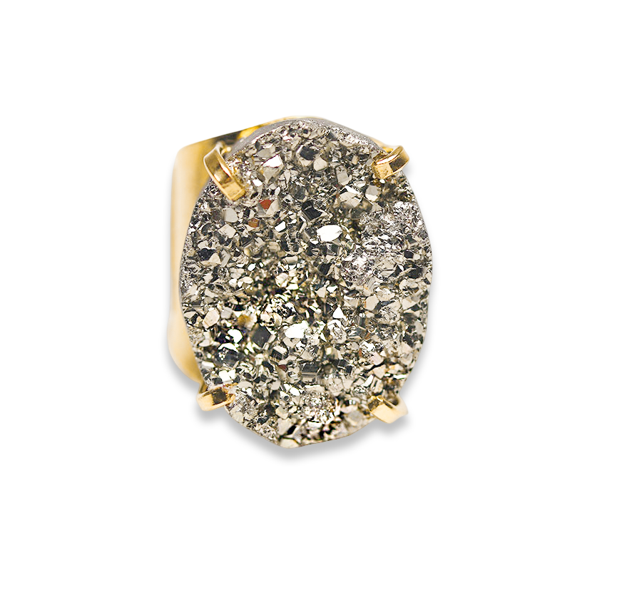 XL Pyrite Cuff Ring - Oval