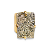 XL Pyrite Cuff Ring - Rectangle