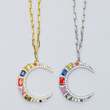 Rainbow Crescent Moon Necklace