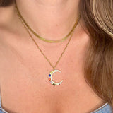 Rainbow Crescent Moon Necklace