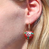 Enamel Cloisonné Heart Earrings - Rouge