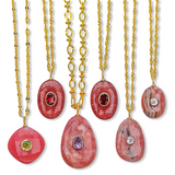 Rhodochrosite + Strawberry Quartz + Garnet Inlay Necklace