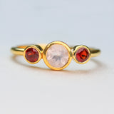 Natural Rose Quartz Garnet 14k Gold plated .925 sterling silver ring nickel free