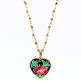 Enamel Cloisonné Heart Necklace