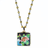 Enamel Cloisonné Square Locket Necklace