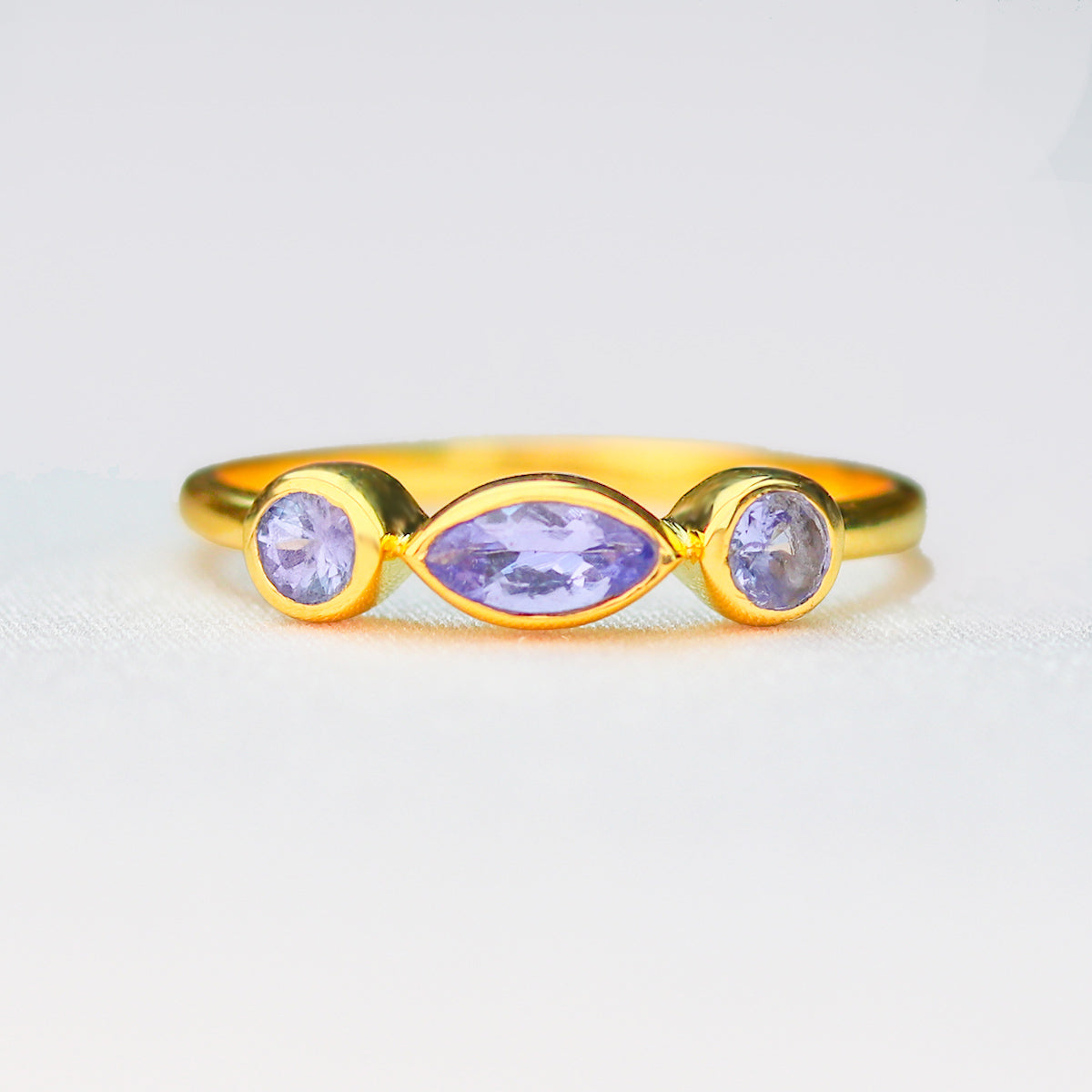 Natural Tanzanite 14k Gold plated .925 sterling silver nickel free