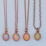 Single Ethiopian Opal Necklace - Rose Gold