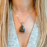 Tourmalinated quartz 925 sterling silver necklace Italian adjustable chain tarnish free waterproof nickel free