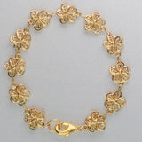 gold filled hibiscus flower link bracelet