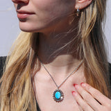 Turquoise + Herkimer Diamond Necklace - Oval