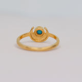 Tiny Turquoise Crescent Moon Ring