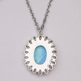 Turquoise + Herkimer Diamond Necklace - Oval