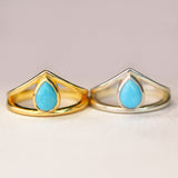 waterproof gold  natural turquoise evil eye ring 925 sterling silver