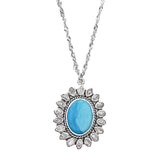 Turquoise + Herkimer Diamond Necklace - Oval