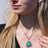 Turquoise + Herkimer Diamond Necklace - Triangle