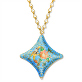 Enamel Cloisonné Star Medallion Necklace - Turquoise