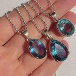 Natural Fluorite .925 sterling silver necklace Italian adjustable chain
