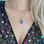 Natural Fluorite .925 sterling silver necklace Italian adjustable chain