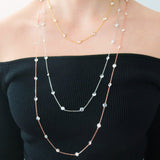 rose gold crystal layer necklace 14k gold rose gold plated 925 sterling silver