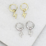 lightning bolt ear huggies 14k gold plated 925 sterling silver