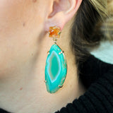 Agate Slice Earrings - Green