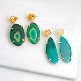 Agate Slice Earrings - Green