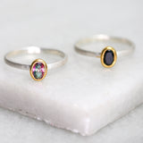 Mixed Metal Gemstone Ring - Topaz & Onyx