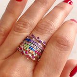 Rainbow Pave Stacker Ring