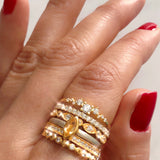 Mixed Metal Gemstone Ring - Citrine & Moonstone