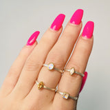 Mixed Metal Gemstone Ring - Citrine & Moonstone