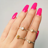 Mixed Metal Gemstone Ring - Moonstone