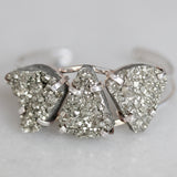 Silver Pyrite Sparkler Cuff - Large Teardrops