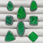 uvarovite glittering garnet rings 925 sterling silver