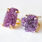 Amethyst Druzy Rings
