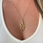 etched snake necklace 14k gold filled