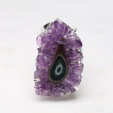 Amethyst Flower Cuff Ring - Deep Purple