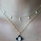 Enamel Hamsa Clover Necklace