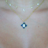 Enamel Hamsa Clover Necklace