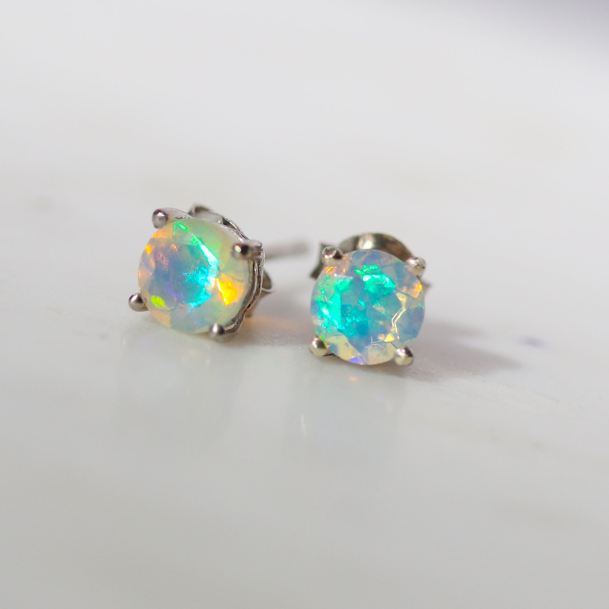 ethiopian opal studs 925 sterling silver