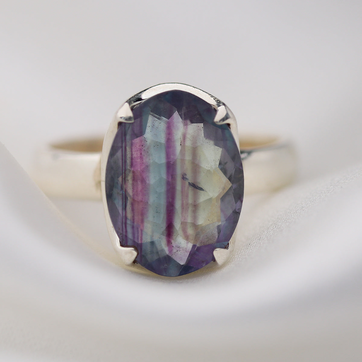 Custom natural Fluorite ring solid .925 sterling silver
