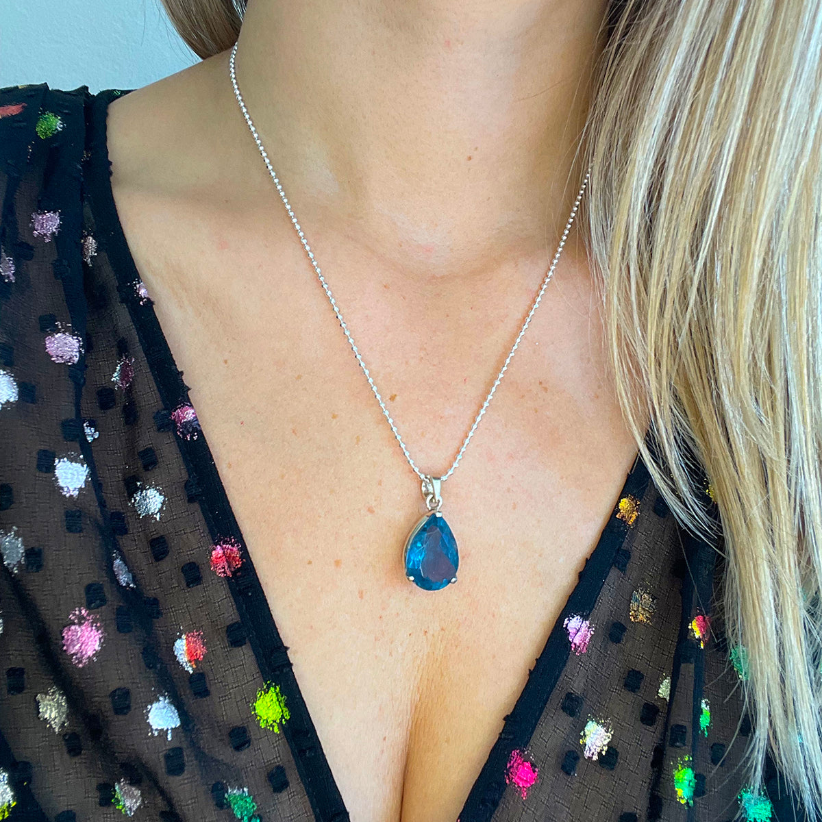 Natural Fluorite .925 sterling silver necklace Italian adjustable chain